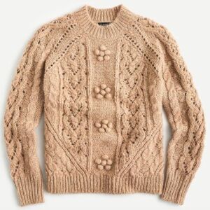 J Crew | Cable-knit pointelle sweater with popcorn flowers